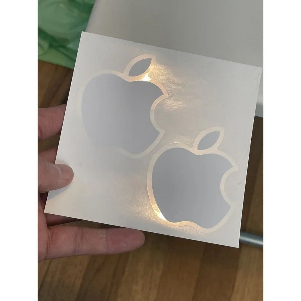 Apple‎ Two White Logo Stickers Brand New Never Used (27)